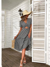 Gingham Cut Out Twist Ruffle Hem Dress