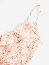 Ditsy Floral Ruffle Trim Wrap Knot Slip Dress