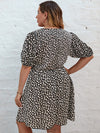 Plus Ditsy Floral Sweetheart Neck Puff Sleeve Dress