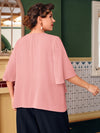 Plus Butterfly Sleeve Overlay Blouse