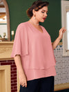 Plus Butterfly Sleeve Overlay Blouse
