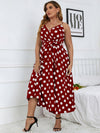 Plus Polka Dot Belted Cami Dress