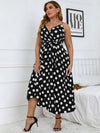 Plus Polka Dot Belted Cami Dress