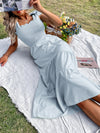 Tie Shoulder Shirred Ruffle Hem Cami Dress