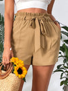 Paper Bag Waist Slant Pockets Belted Shorts