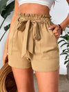 Paper Bag Waist Slant Pockets Belted Shorts