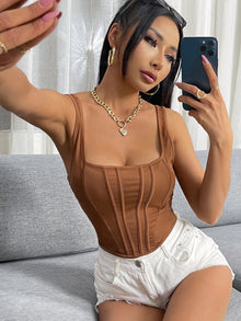  Seam Front Asymmetrical Hem Tank Top