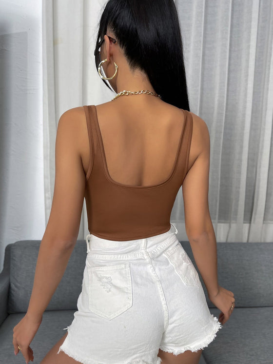 Seam Front Asymmetrical Hem Tank Top