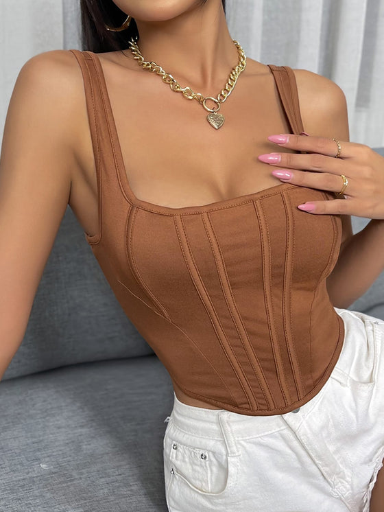 Seam Front Asymmetrical Hem Tank Top