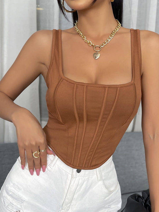 Seam Front Asymmetrical Hem Tank Top