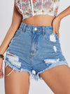 Raw Hem Ripped Denim Shorts