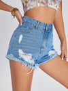 Raw Hem Ripped Denim Shorts