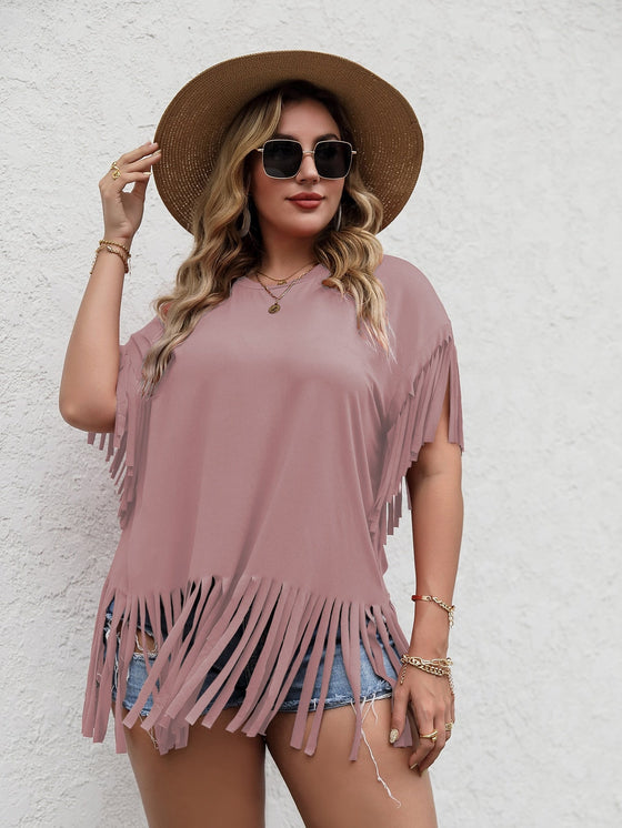 Plus Fringe Hem Solid Tee