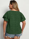 Plus Polka Dot Layered Sleeve Blouse