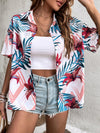 Tropical Print Drop Shoulder Shirt Without Camisole