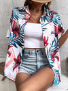 Tropical Print Drop Shoulder Shirt Without Camisole