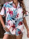 Tropical Print Drop Shoulder Shirt Without Camisole