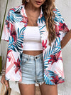 Tropical Print Drop Shoulder Shirt Without Camisole