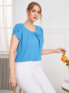 Plus Petal Sleeve Fold Pleated Top
