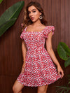 Tied Open Back Ditsy Floral Dress