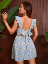 Tied Open Back Ditsy Floral Dress