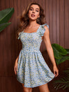 Tied Open Back Ditsy Floral Dress