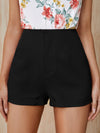 High Waist Roll Up Hem Straight Leg Shorts