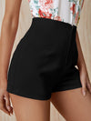 High Waist Roll Up Hem Straight Leg Shorts