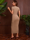SXY Solid Round Neck Bodycon Dress