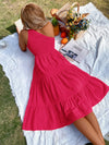 One Shoulder Shirred Ruffle Hem Dress