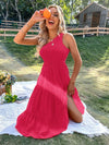 One Shoulder Shirred Ruffle Hem Dress