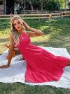 One Shoulder Shirred Ruffle Hem Dress