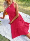 One Shoulder Shirred Ruffle Hem Dress