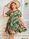 Plus Floral Print Tie Back Ruffle Hem Dress