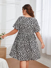 Plus Leopard Print Flutter Sleeve Dress