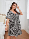Plus Leopard Print Flutter Sleeve Dress