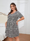 Plus Leopard Print Flutter Sleeve Dress