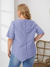 EMERY ROSE Plus Drop Shoulder Striped Pattern Asymmetrical Hem Top