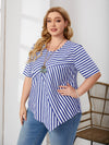 EMERY ROSE Plus Drop Shoulder Striped Pattern Asymmetrical Hem Top