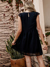Floral Embroidery Swiss Dot Ruffle Trim Dress
