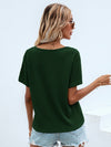 Waffle Knit V Neck Solid Tee