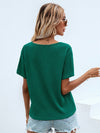 Waffle Knit V Neck Solid Tee