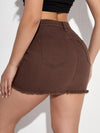 Raw Cut Denim Skirt