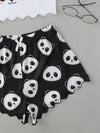 Panda Print Lettuce Edge Cami Top and Shorts PJ Set