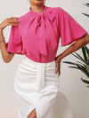 Butterfly Sleeve Tie Neck Blouse