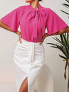 Butterfly Sleeve Tie Neck Blouse