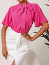 Butterfly Sleeve Tie Neck Blouse