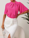 Butterfly Sleeve Tie Neck Blouse