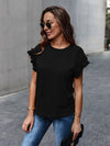Ruffle Cuff Solid Tee