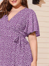 Plus Ditsy Floral Knot Side Wrap Dress